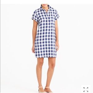 Gingham navy gauzy dress